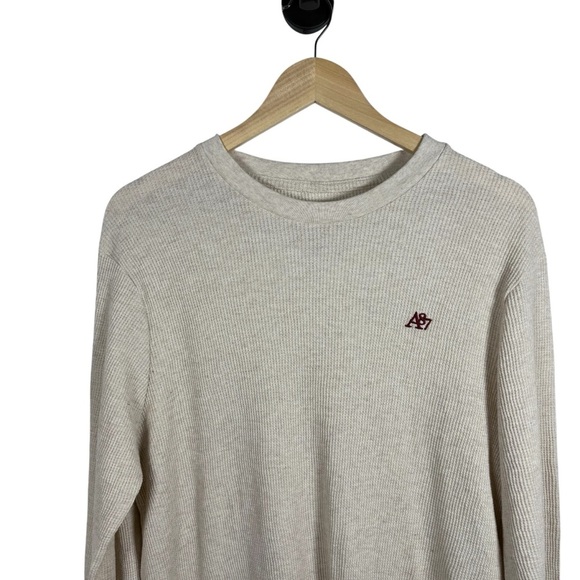 VINTAGE Y2K Aeropostale Men’s Waffle Knit Thermal Beige/Red Size L - Picture 2 of 6